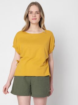 VERO MODA - Women Mustard Solid Casual T-Shirt