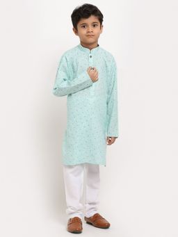 Kraft India - Boys Blue Printed Cotton Kurta with Pyjamas (Set of 2)