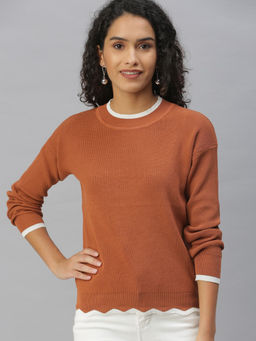 SHOWOFFFF - Women Brown Solid Fitted Top