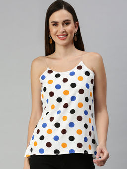 SHOWOFF - Women Off White Polka Dots Top