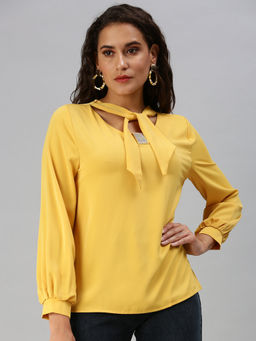 SHOWOFFFF - Women Mustard Embellished Top
