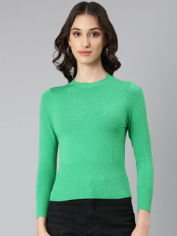 SHOWOFF - Women Green Solid Top