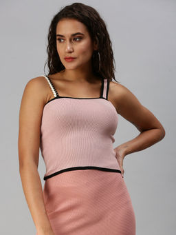 SHOWOFF - Women Mauve Solid Fitted Top