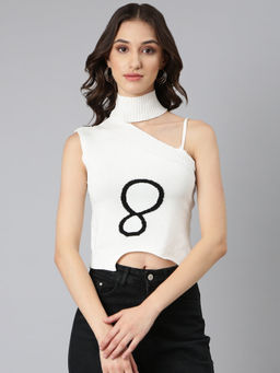 SHOWOFF - Women White Solid Crop Top