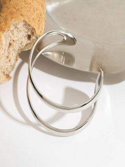 AQUASTREET - 18K Silver Plated Layered Wavy Cuff