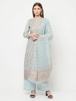 Safaa - Women Organic Cotton Woven Design Unstitched Dress Material with Dupatta (Set of 3)