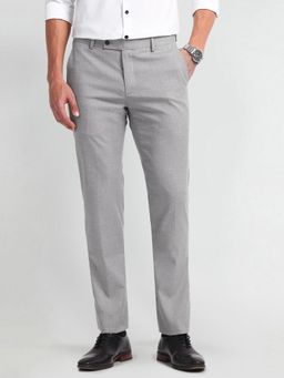 Arrow - Solid/Plain Grey Polyester Trouser
