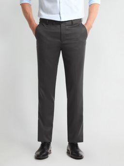 Arrow - Solid/Plain Grey Polyester Trouser