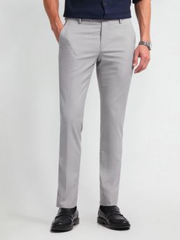 Arrow - Solid/Plain Grey Polyester Trouser