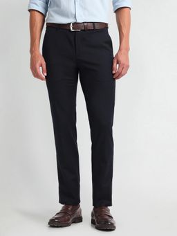 Arrow - Solid/Plain Black Polyester Trouser