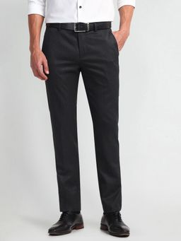 Arrow - Solid/Plain Grey Polyester Trouser