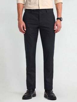 Arrow - Solid/Plain Blue Polyester Trouser