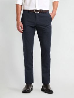 Arrow - Solid/Plain Blue Polyester Trouser