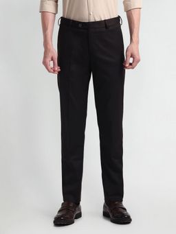 Arrow - Solid/Plain Brown Polyester Trouser