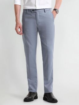 Arrow - Self Design Blue Polyester Trouser