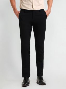 Arrow - Solid/Plain Black Polyester Trouser