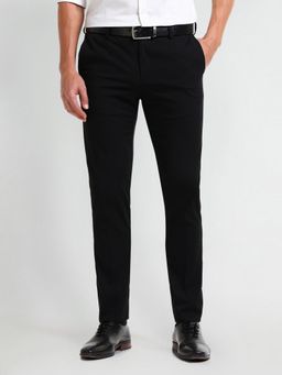 Arrow - Solid/Plain Black Polyester Trouser