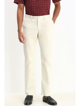 Allen Solly - Men Cream Regular Fit Solid Casual Trousers