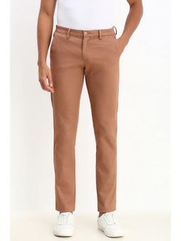 Allen Solly - Men Brown Slim Fit Textured Casual Trousers