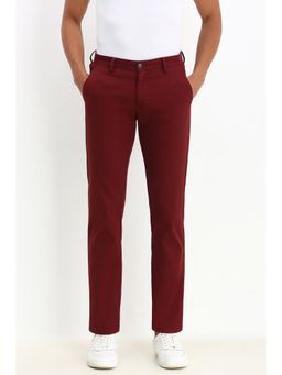 Allen Solly - Men Maroon Slim Fit Textured Casual Trousers