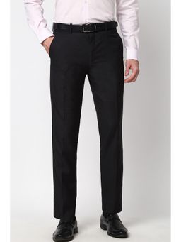Peter England - Men Black Dots Slim Fit Trousers