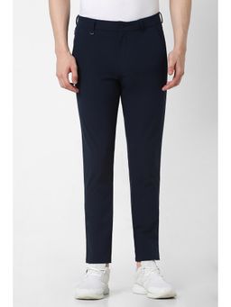 Van Heusen - Men Navy Solid Slim Fit Trousers