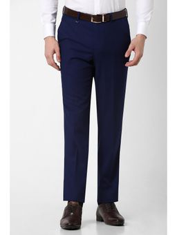 Van Heusen - Men Navy Solid Regular Fit Trousers