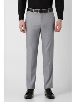 Van Heusen - Men Grey Textured Slim Fit Trousers