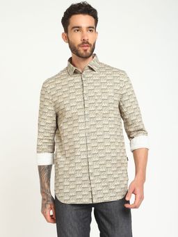Guess - Men Printed Spread Collar Full Sleeves Shirt