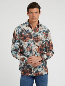 Guess - Men Multi-Colour Printed Spread Collar Full Sleeves Shirt