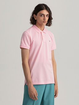 GANT - Men Pink Solid Slim Fit Polo T-Shirt
