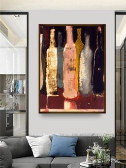 The Art House - Maroon Pink Abstract Printed Framed Wall Art