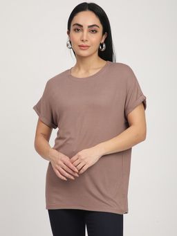 R&B - Solid Regular Women Brown Top