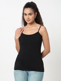 R&B - Solid Slim Women Black Camisole