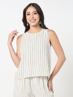 R&B - Solid Relaxed Women Off White Top