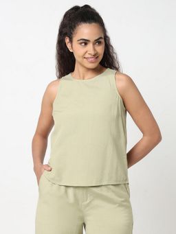 R&B - Solid Relaxed Women Green Top