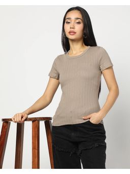 GAP - Brown Women Textured Half Sleeves Top