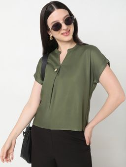 R&B - Solid Regular Women Green Top
