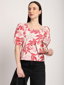 R&B - Floral Regular Women Peach Top