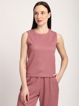 R&B - Ribbed Regular Women Pink Top