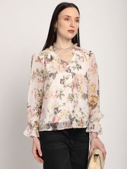 R&B - Floral Regular Women Cream Top