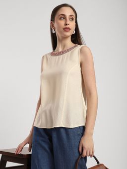 R&B - Embroidered Regular Women Ivory Top