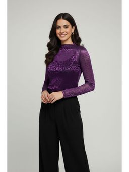 TAMISKA BY NARENDRA KUMAR - Partywear Velvet Burnout Purple Top