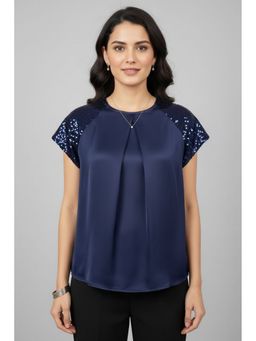 TAMISKA BY NARENDRA KUMAR - Sequin Party Wear Navy Blue Top