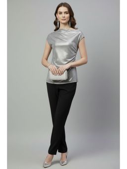 TAMISKA BY NARENDRA KUMAR - Metallic Shine Silver Top