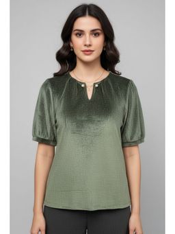 TAMISKA BY NARENDRA KUMAR - Velvet Party Wear Olive Top