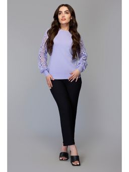 TAMISKA BY NARENDRA KUMAR - Women Lavender Lace Sleeve Knit Sweater