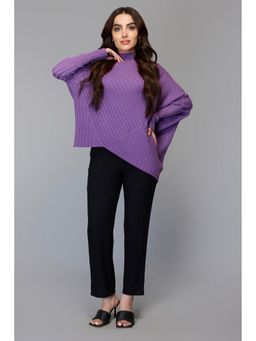 TAMISKA BY NARENDRA KUMAR - Women Purple Effortlessly Chic Asymmetrical Sweater