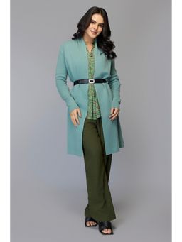 TAMISKA BY NARENDRA KUMAR - Women Green The Cinched Grace Long Sweater