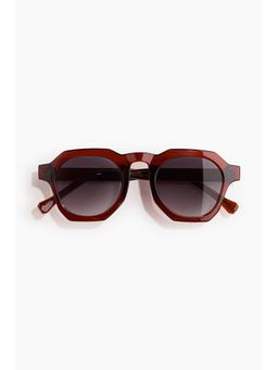 H&M - Men Red Hexagon-Shaped Sunglasses